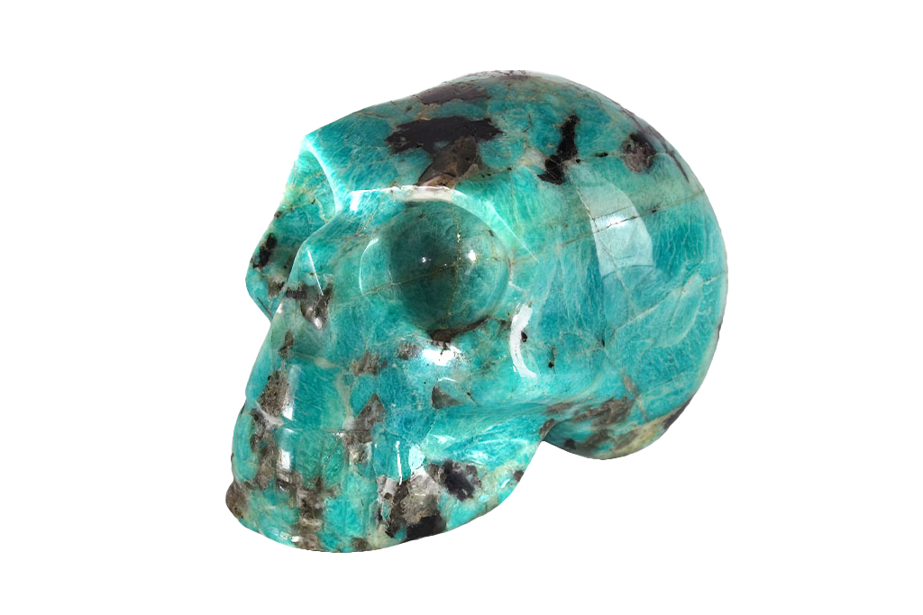 Handmade Amazonite Skull Carvings. Luxury Modern Interior Decoration