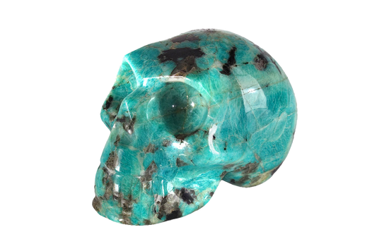 Handmade Amazonite Skull Carvings. Luxury Modern Interior Decoration