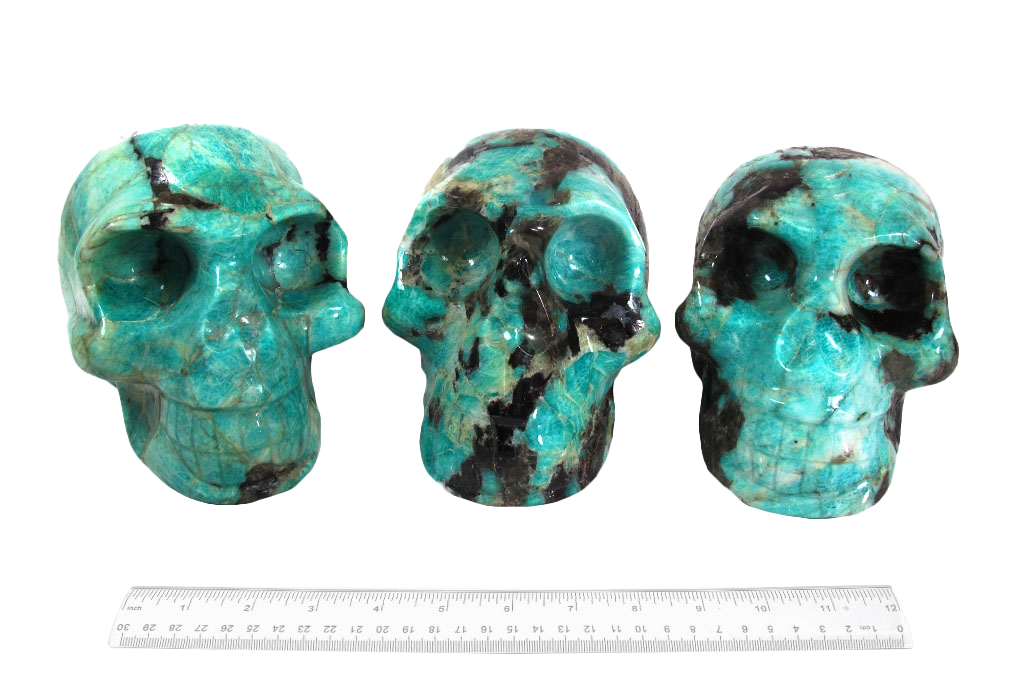 Amazonite Skull Carvings