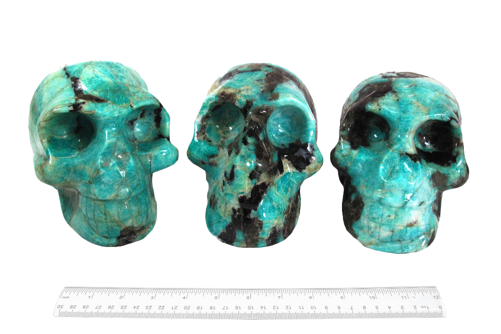 Handmade Amazonite Skull Carvings. Luxury Modern Interior Decoration