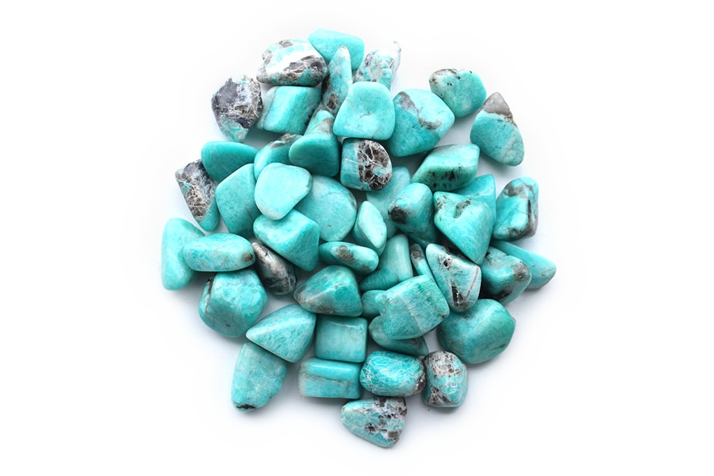 Amazonite Tumble Stones. Interior home decoration. Luxury Modern decoration