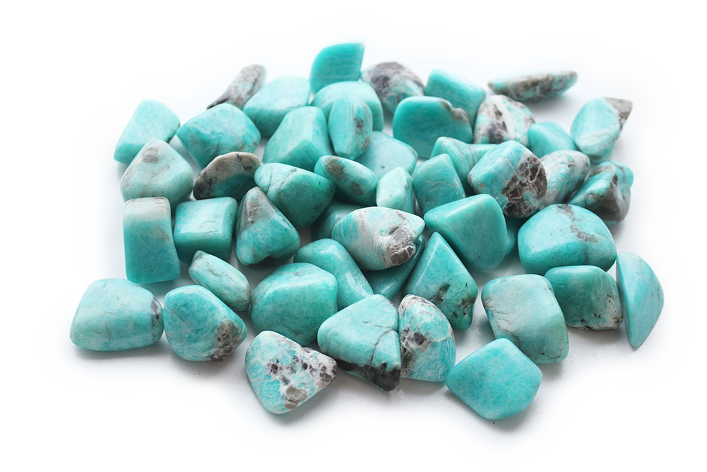 Amazonite Tumble Stones. Interior home decoration. Luxury Modern decoration