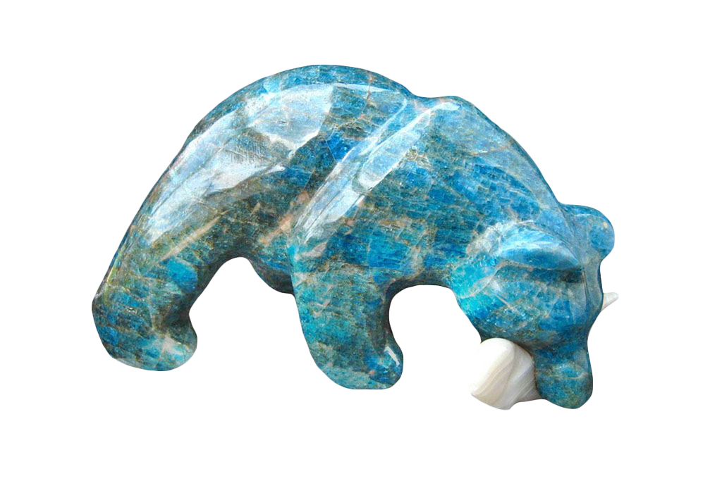 Apatite Bear Eating Fish Carvings
