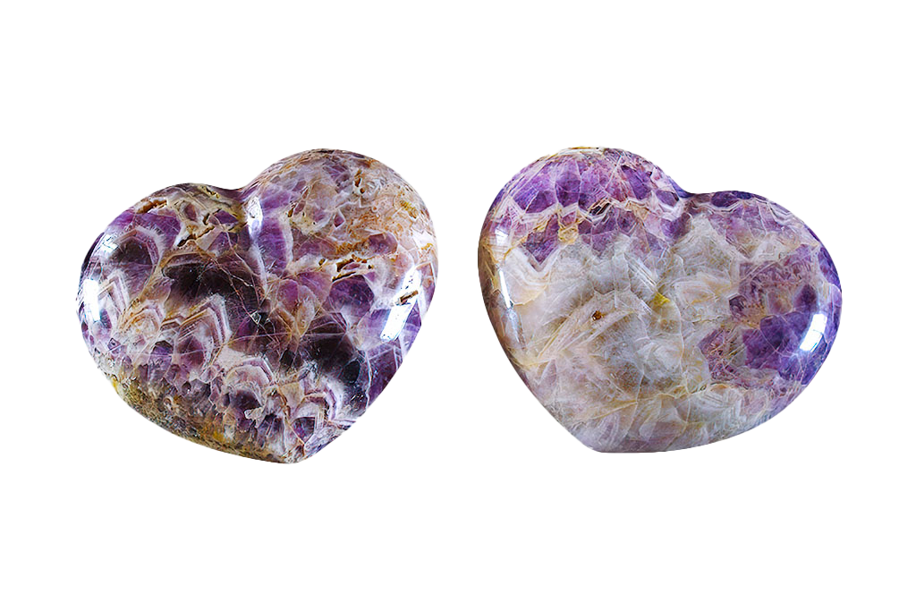 Banded Amethyst Large Heart carvings. Luxury Home Decor. Gift item