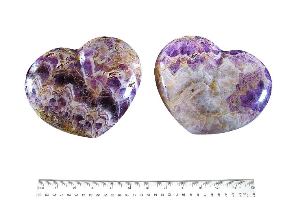 Banded Amethyst Large Heart carvings. Luxury Home Decor. Gift item
