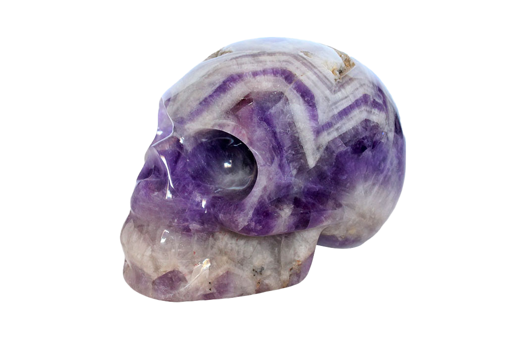 Banded Amethyt Skull Carvings