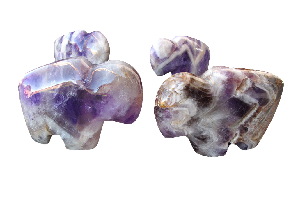 Gem Decor® Banded Amethyst Buffalo Carvings - Luxury Decoration and gift