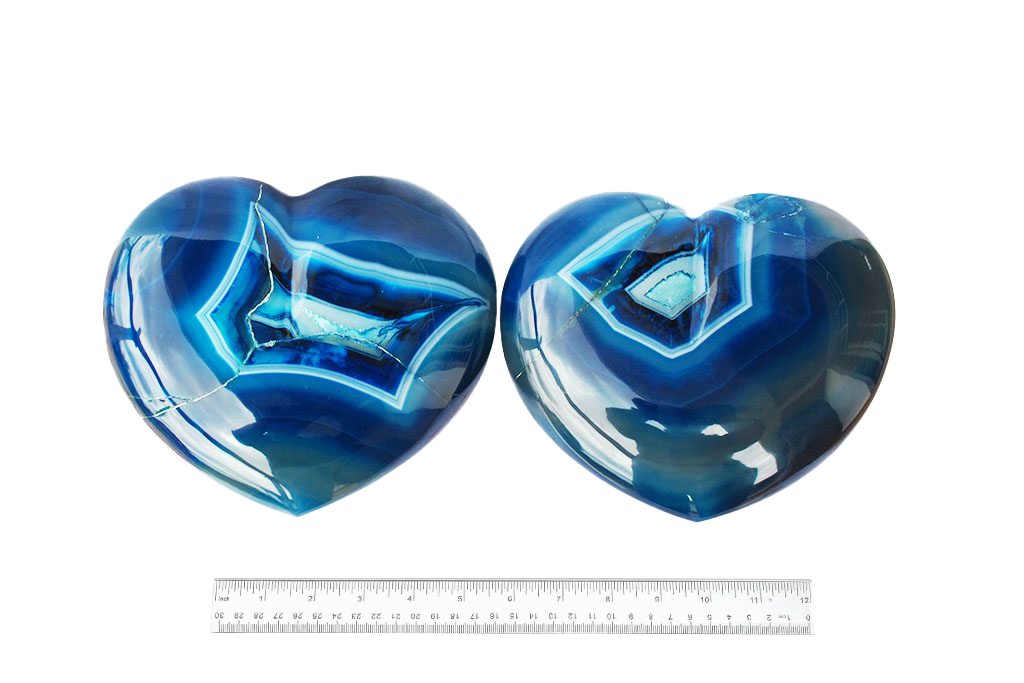 Blue Agate Large Heart carvings. Luxury Home Decor. Gift item