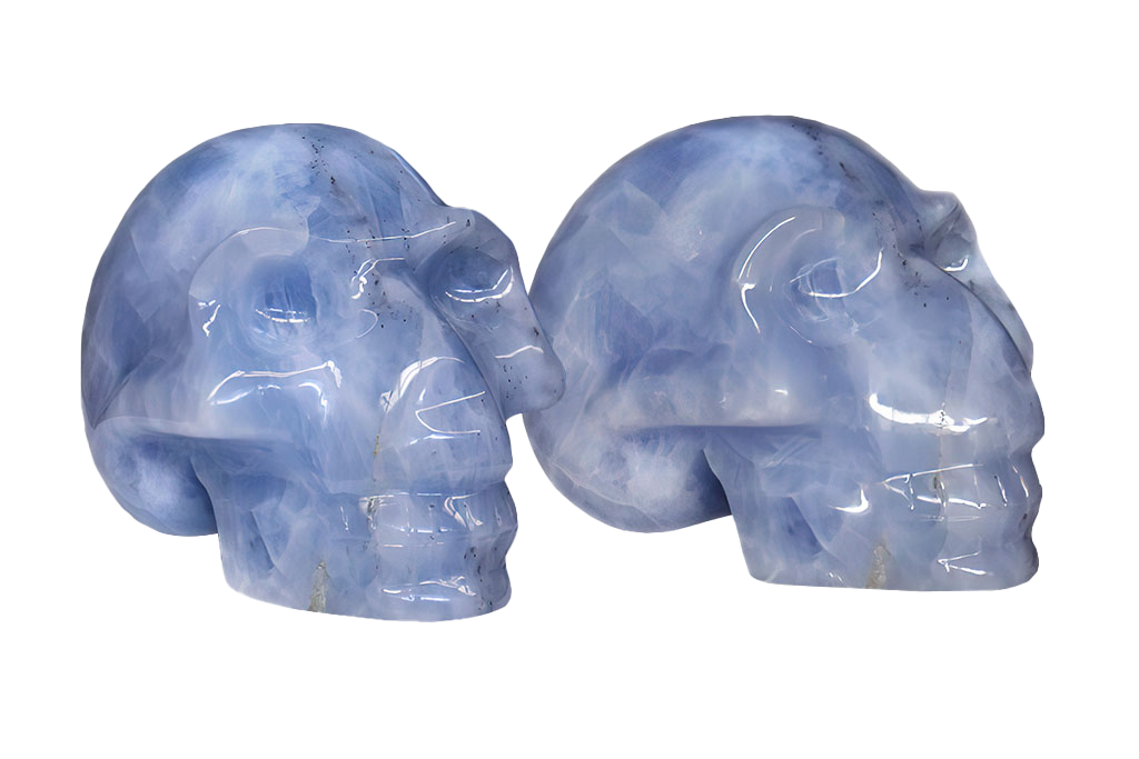 Blue Calcite Skull Carvings