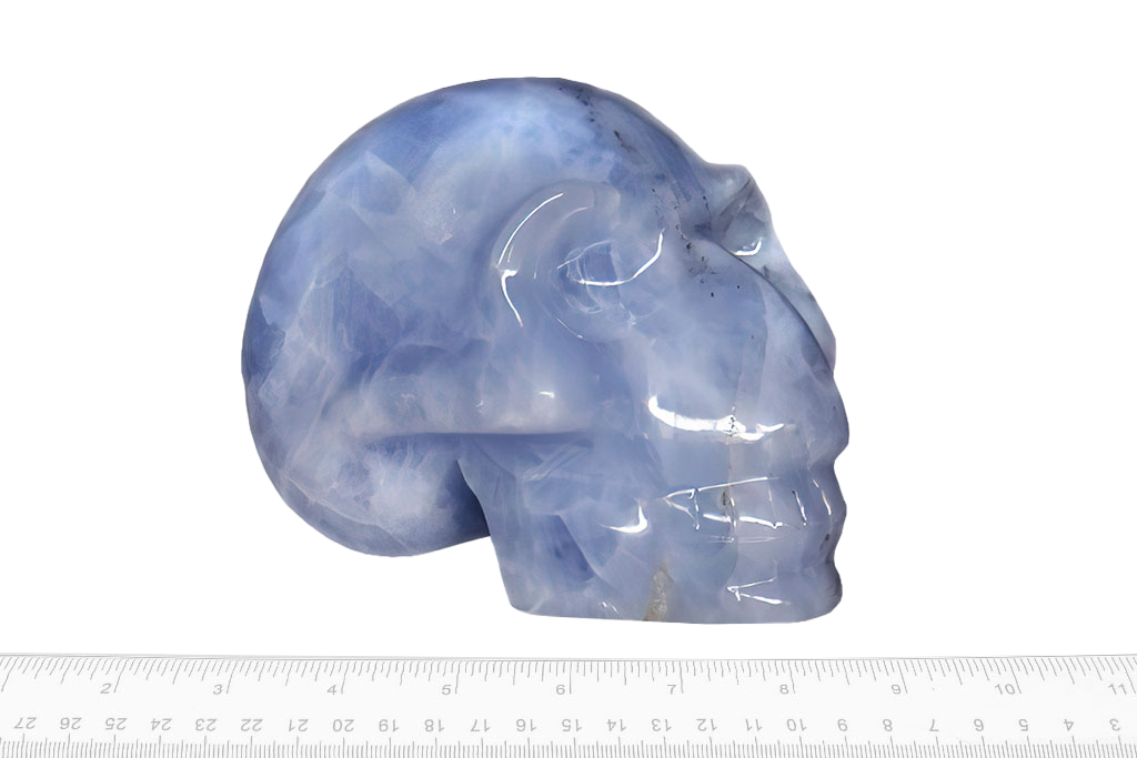 Handmade Blue Calcite Skull Carvings. Luxury Modern Interior Decoration