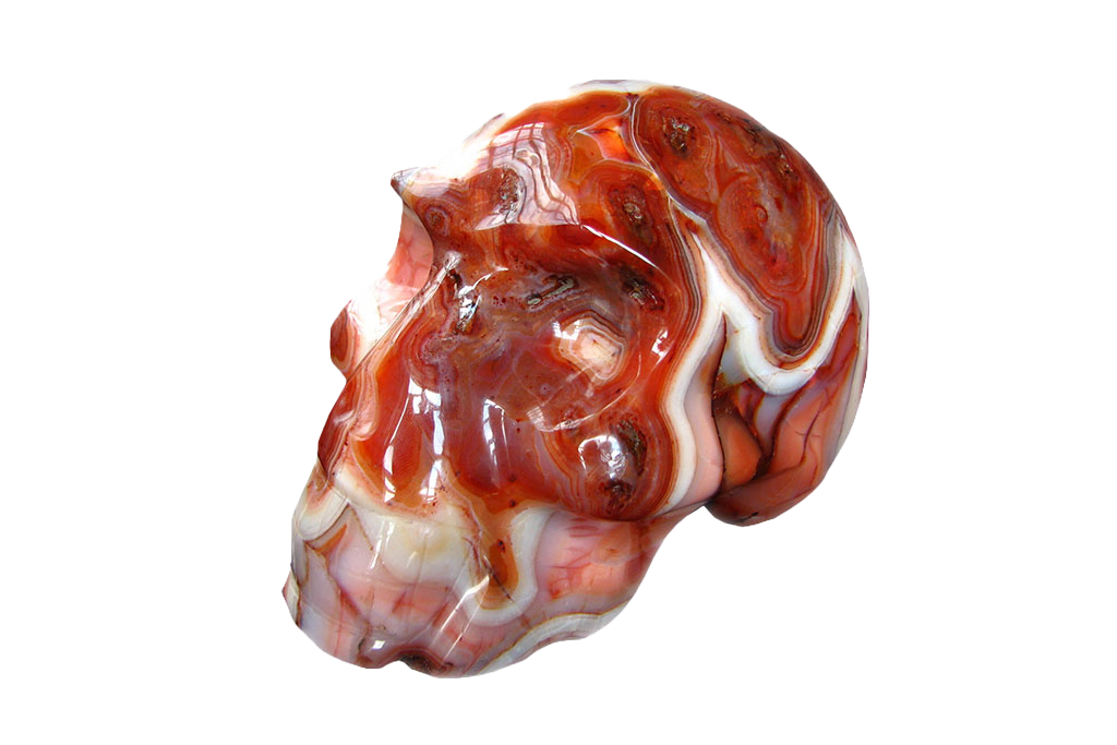 Handmade Carnelian Skull Carvings. Luxury Modern Interior Decoration