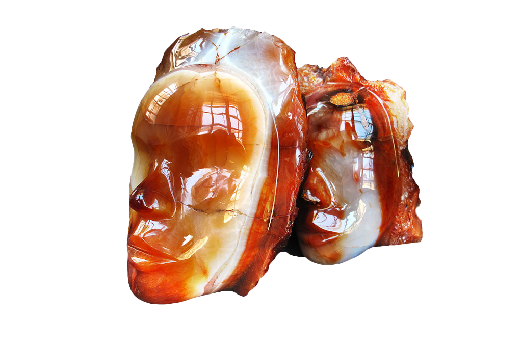 Carnelian Face Carvings. Luxury Modern Interior Decoration