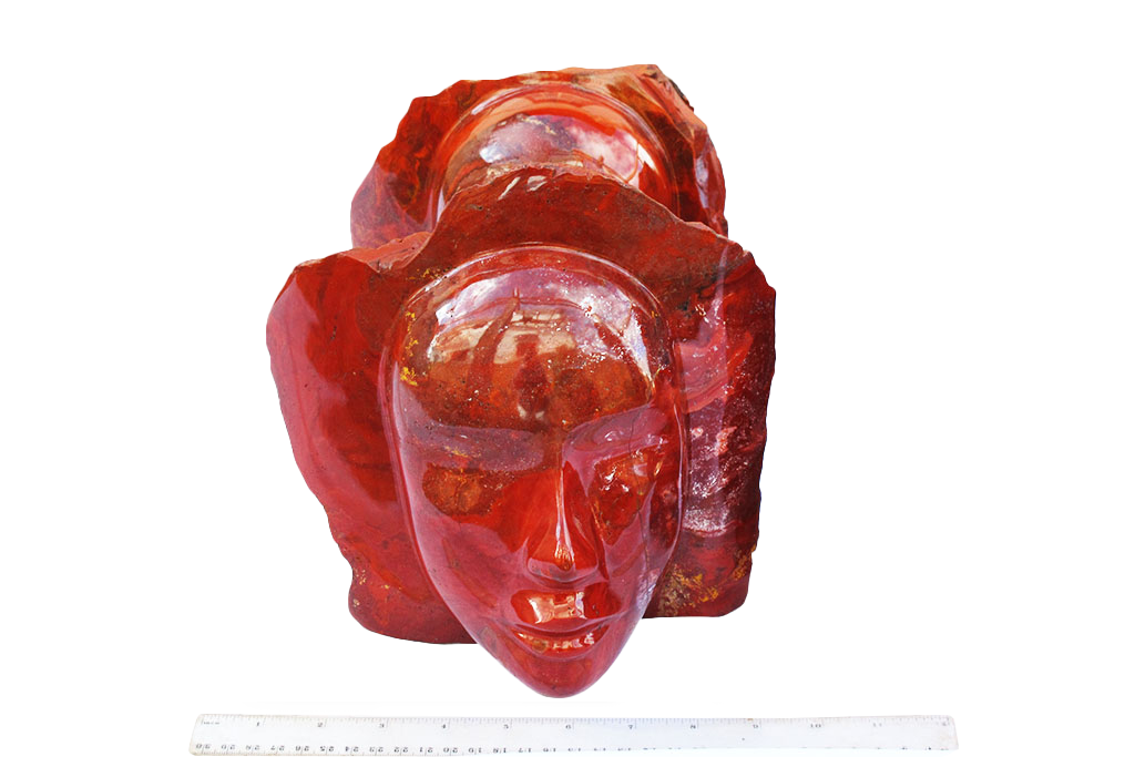 Chestnut Jasper Face Carvings. Luxury Modern Interior Decoration