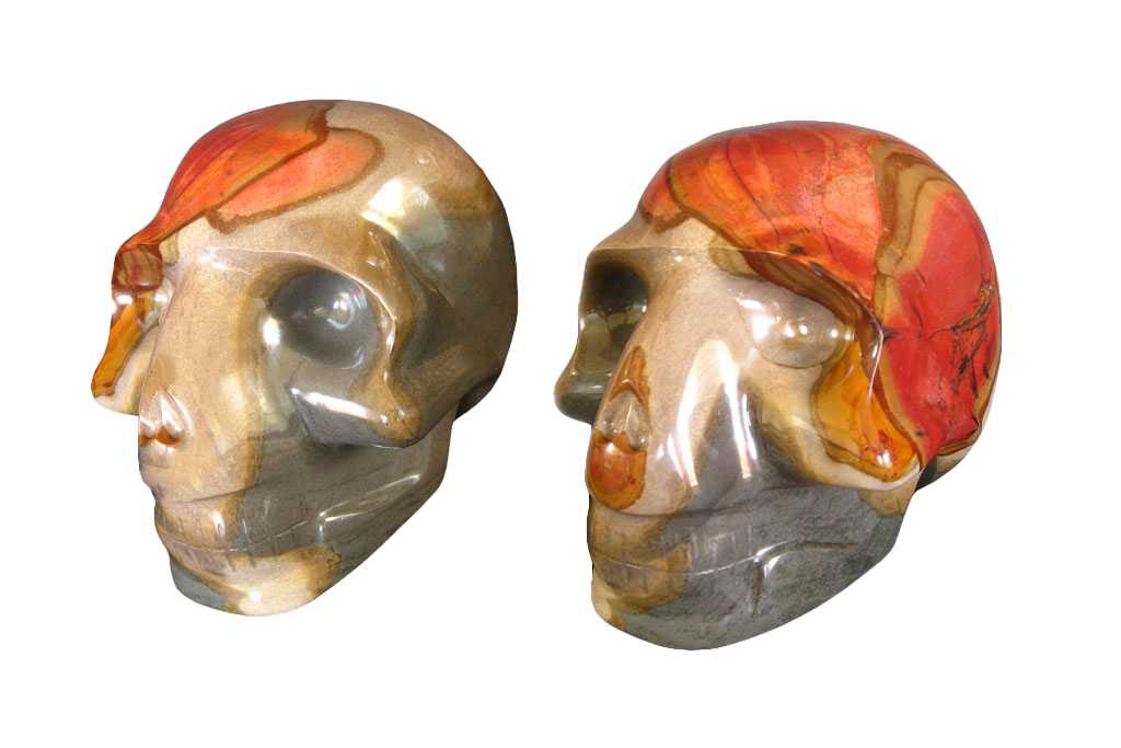 Handmade Desert Jasper Skull Carvings. Luxury Modern Interior Decoration