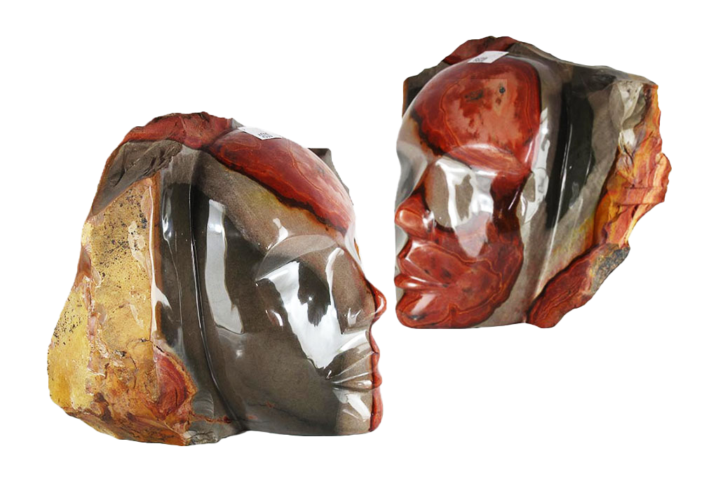 Desert Jasper Face Carvings. Luxury Modern Interior Decoration