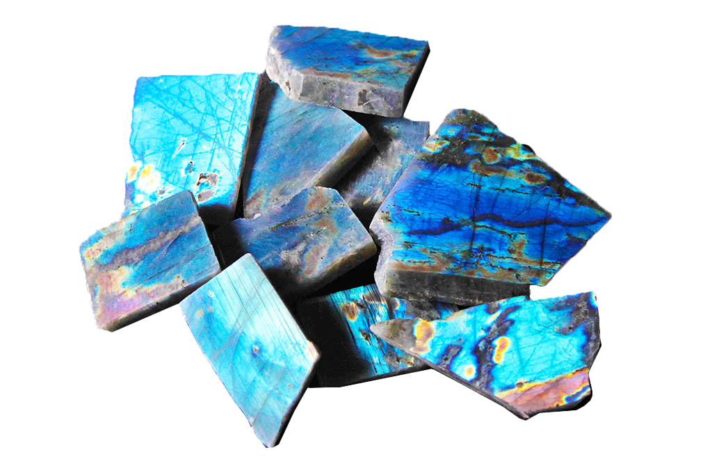 Labradorite - Electric Midnight - Polished One Face - 1 lb Bag