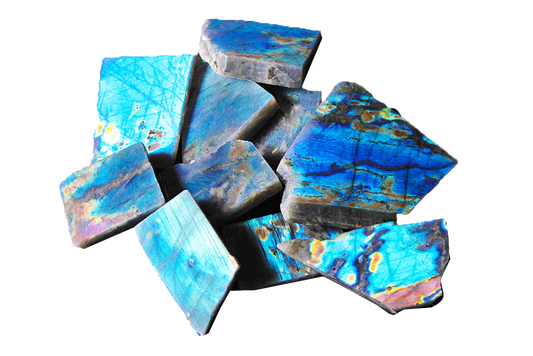 Labradorite - Electric Midnight - Polished One Face - 1 lb Bag