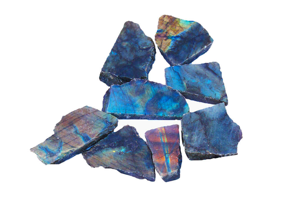 Labradorite - Electric Midnight - Polished One Face - 1 lb Bag