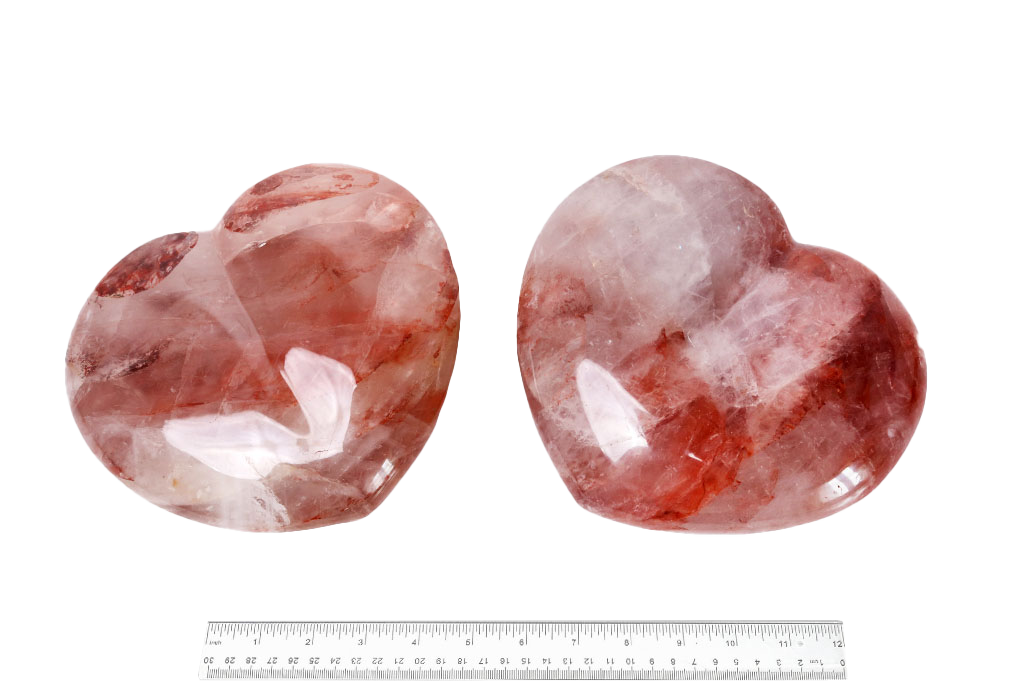 Fire Quartz Large Heart carvings. Luxury Home Decor. Gift item