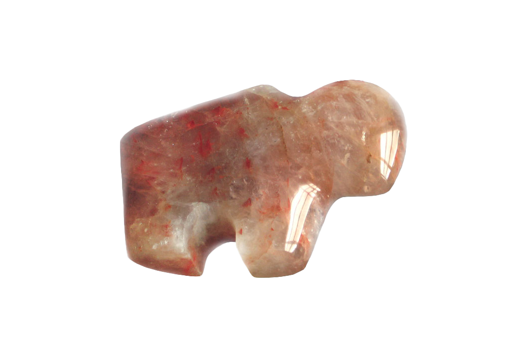 Fire Quartz Buffalo Carvings