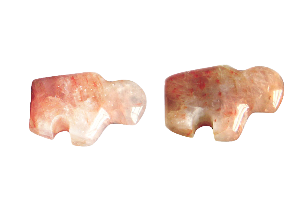 Fire Quartz Buffalo Carvings