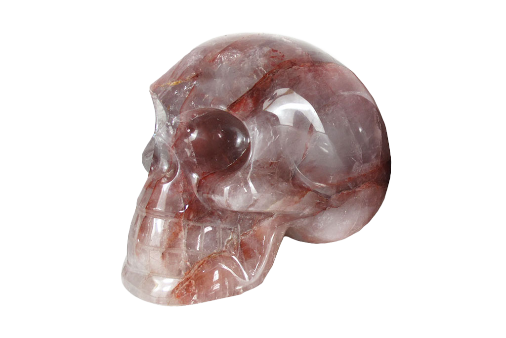 Handmade Fire Quartz Skull Carvings. Luxury Modern Interior Decoration