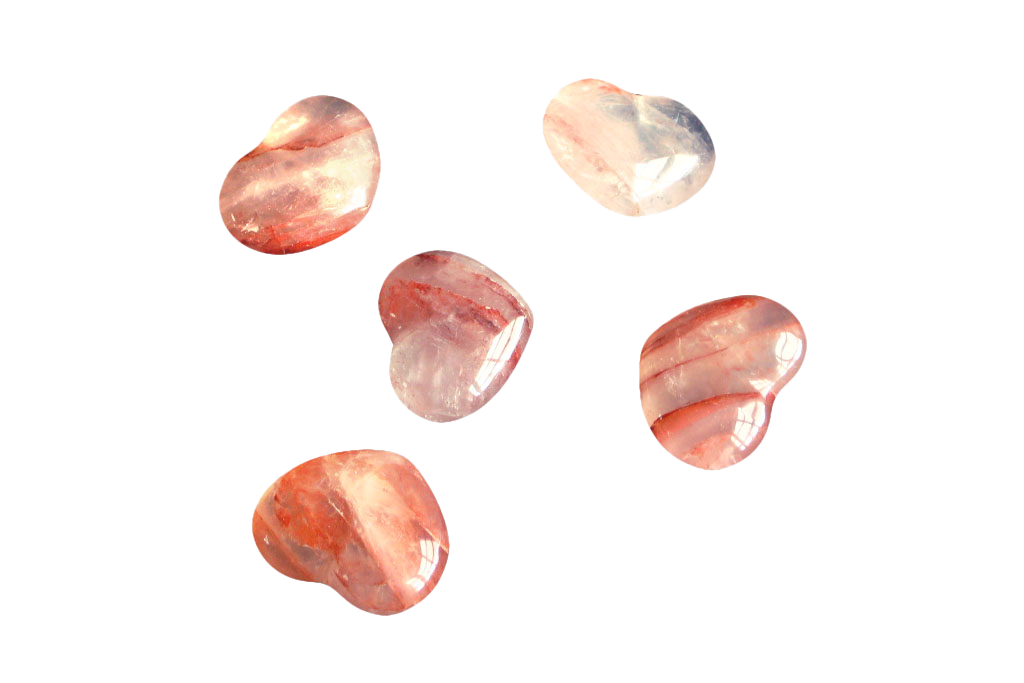 Fire Quartz Handmade Jewelry Heart Carvings. Gift or Decorative items