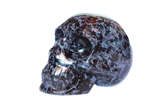 Handmade Indigo Gabbro Skull Carvings. Luxury Modern Interior Decoration