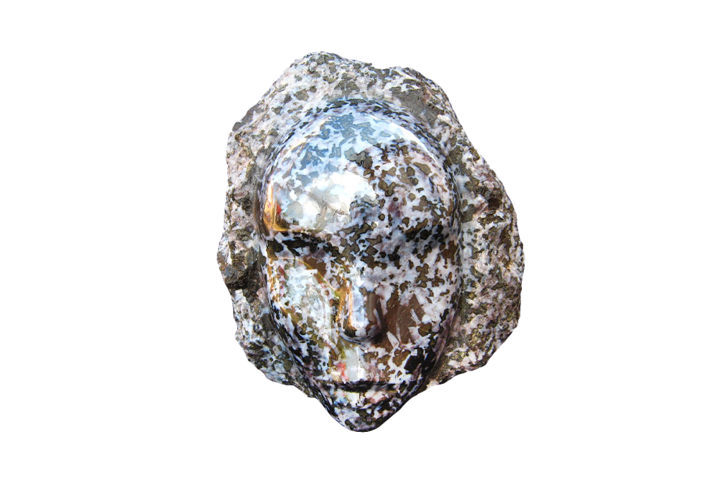 Indigo Gabbro Face Carvings. Luxury Modern Interior Decoration