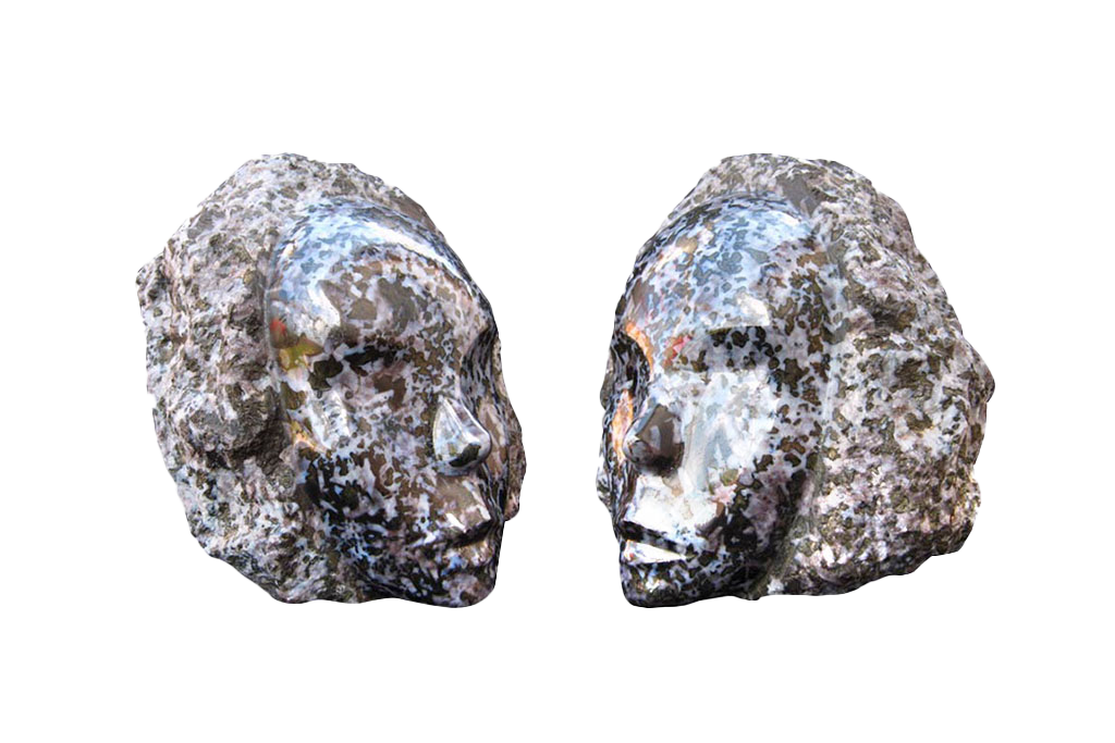 Indigo Gabbro Face Carvings. Luxury Modern Interior Decoration