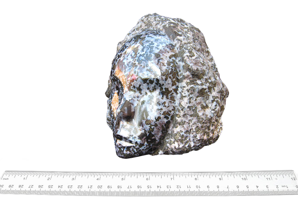 Indigo Gabbro Face Carvings. Luxury Modern Interior Decoration