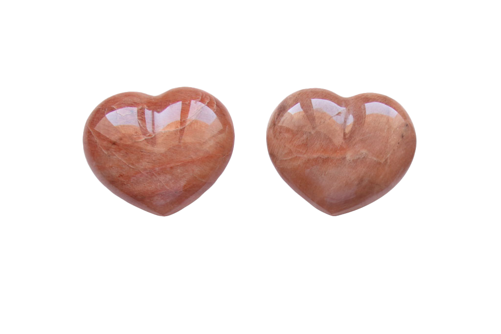 Peach Moonstone Handmade Jewelry Heart Carvings. Gift or Decorative items