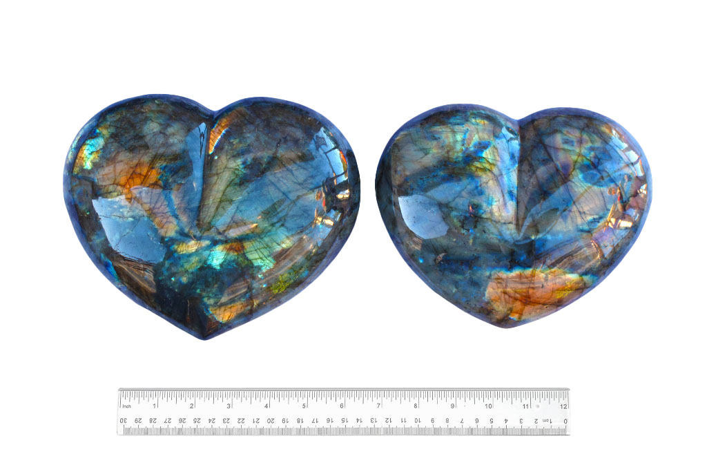 Labradorite Large Heart carvings. Luxury Home Decor. Gift item