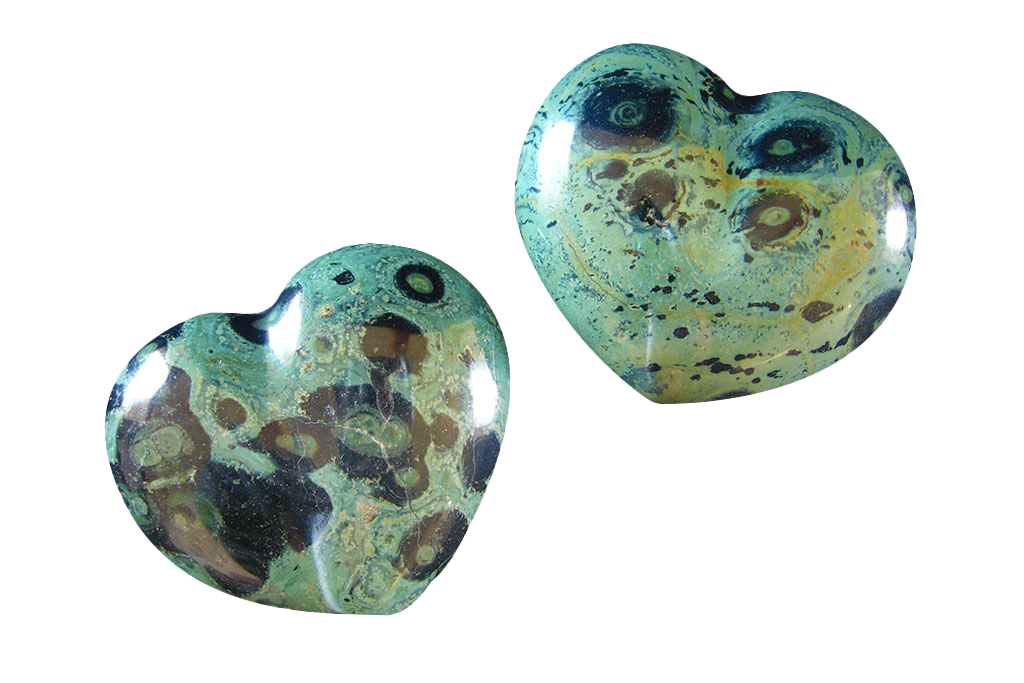 Crocodile Jasper Heart Carvings. Luxury and modern home decor. Gift idea items