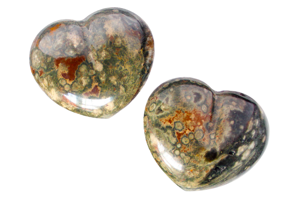 Sea Jasper Heart Carvings. Luxury and modern home decor. Gift idea items