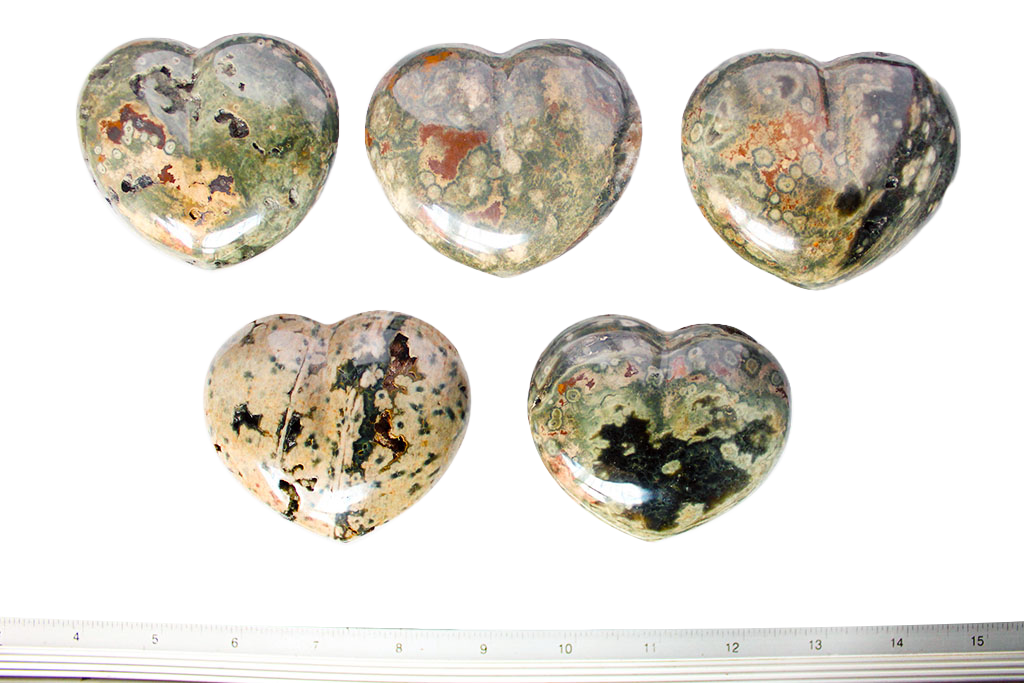 Sea Jasper Heart Carvings. Luxury and modern home decor. Gift idea items