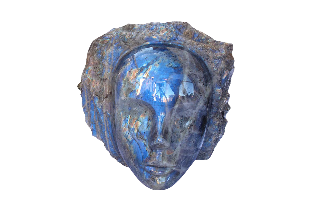 Labradorite Face Carvings. Luxury Modern Interior Decoration