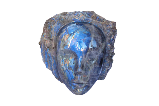 Labradorite Face Carvings. Luxury Modern Interior Decoration
