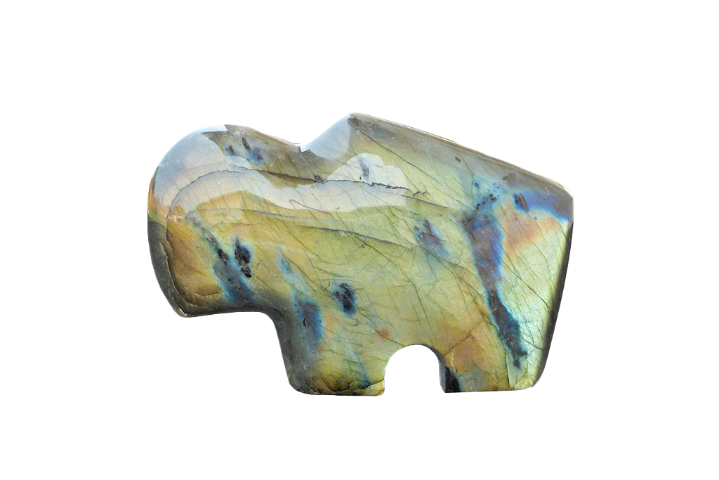 Labradorite - Peacock Blue - Buffalo Carvings