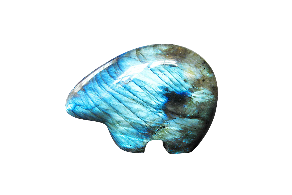 Labradorite - Peacock Blue - Bear Carvings