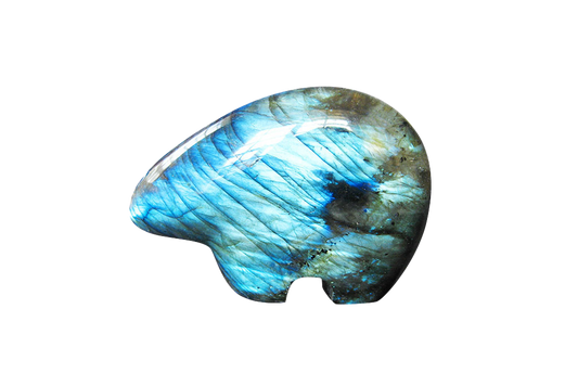 Labradorite - Peacock Blue - Bear Carvings
