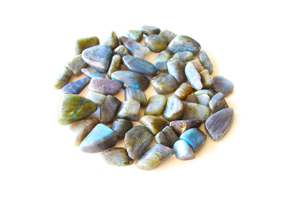 Labradorite Tumble Stones. Interior home decoration. Luxury Modern decoration