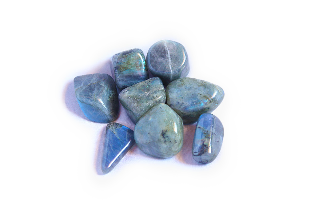 Labradorite Tumble Stones. Interior home decoration. Luxury Modern decoration