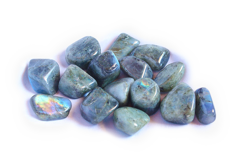 Labradorite Tumble Stones. Interior home decoration. Luxury Modern decoration