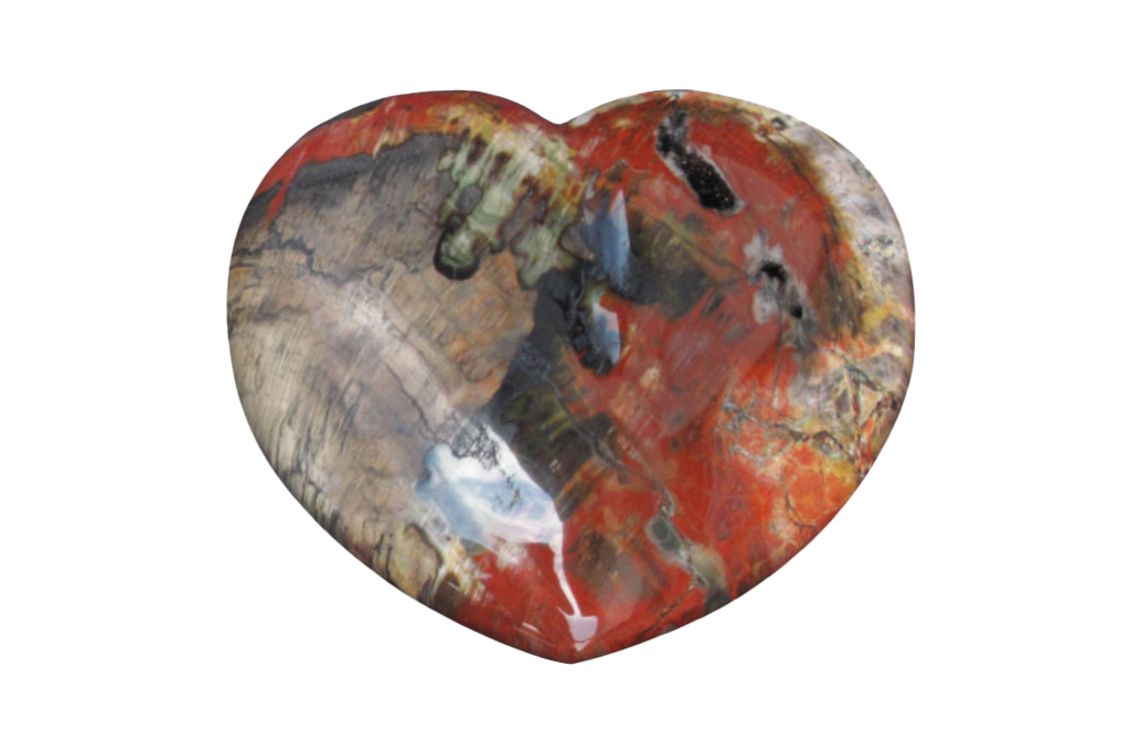 Petrified Wood - Red - Large Heart