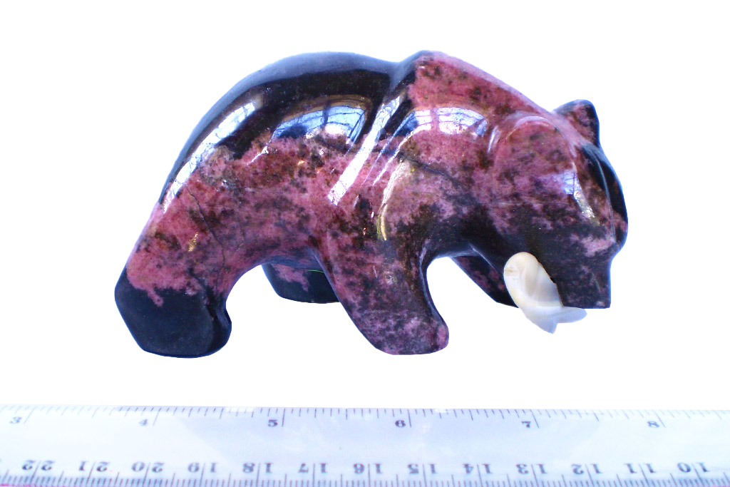 Gem Decor® Rhodonite Bear Eating Fish Handmade Carvings - Luxury Decoration and gift
