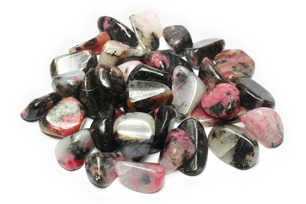 Rhodonite Tumble Stones. Interior home decoration. Luxury Modern decoration