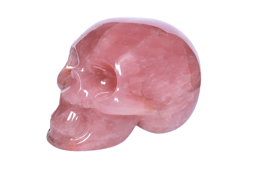 Handmade Rose Quartz Skull Carvings. Luxury Modern Interior Decoration