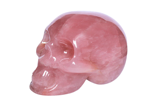 Handmade Rose Quartz Skull Carvings. Luxury Modern Interior Decoration