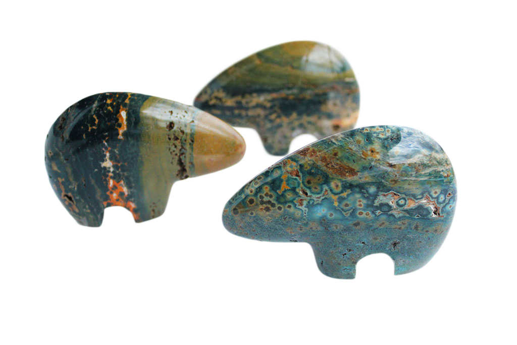 Sea Jasper Bear Carvings